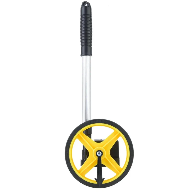 Precision Measuring Wheel With Telescopic Handle And Thick Anti Skid Tpr Roller Boasts Hella Durable Build Delivers Dead On Readings Up To 9999 Point 9 Meters For Land Surveys