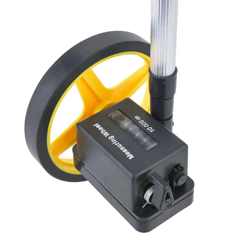 Precision Measuring Wheel With Telescopic Handle And Thick Anti Skid Tpr Roller Boasts Hella Durable Build Delivers Dead On Readings Up To 9999 Point 9 Meters For Land Surveys