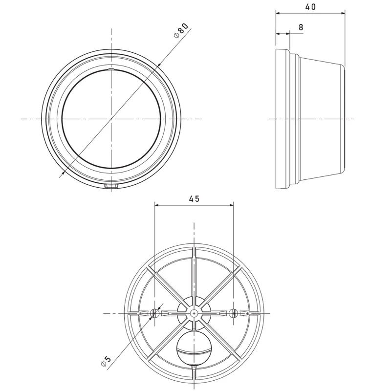 Feux de position ronds à LED Fristom FT-059 avec réflecteur et support