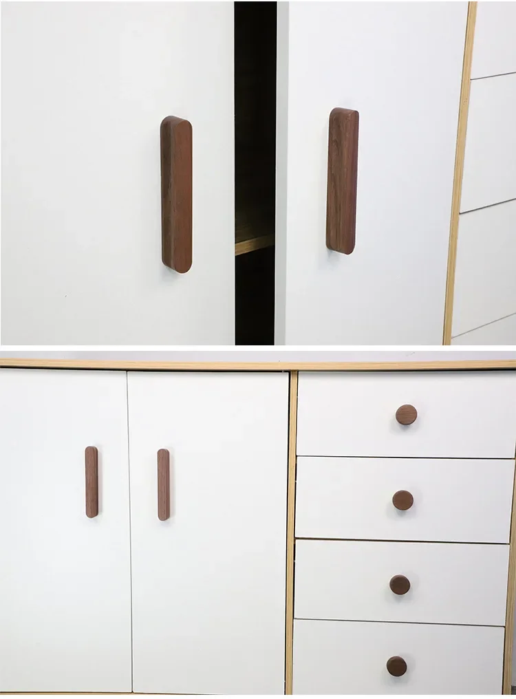 Poignée de meuble d'armoire en bois de noyer