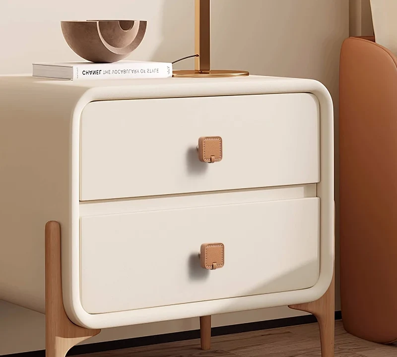 Poignée Bouton de Meuble en Cuir Carré