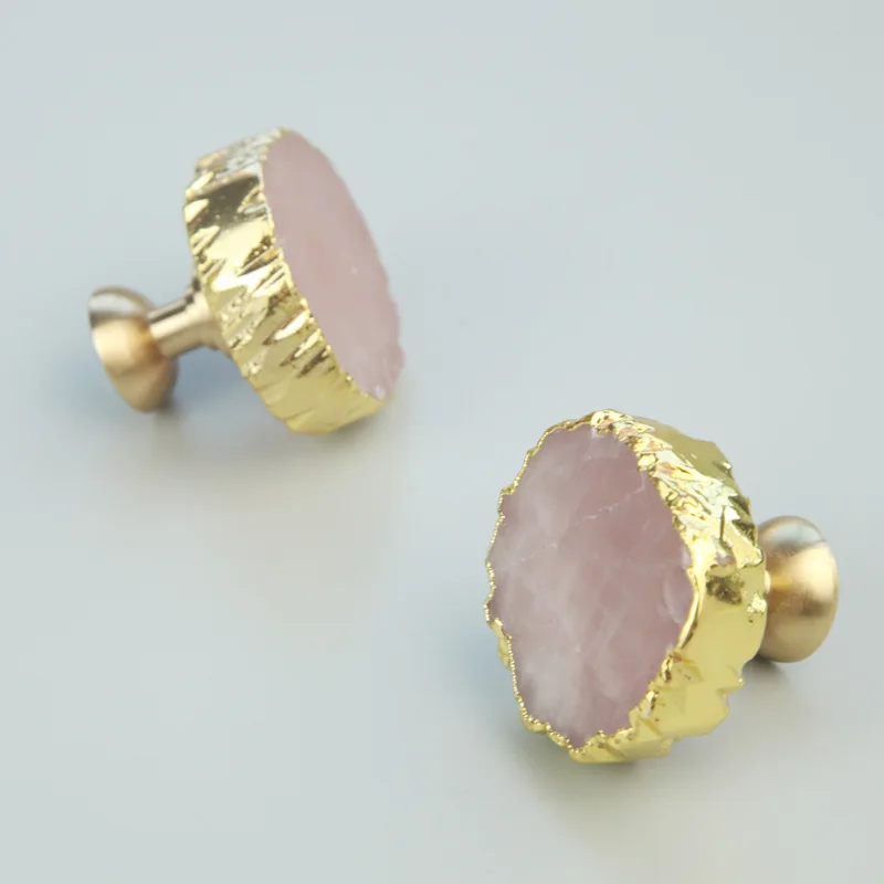 Bouton en Laiton Cristallin Rose