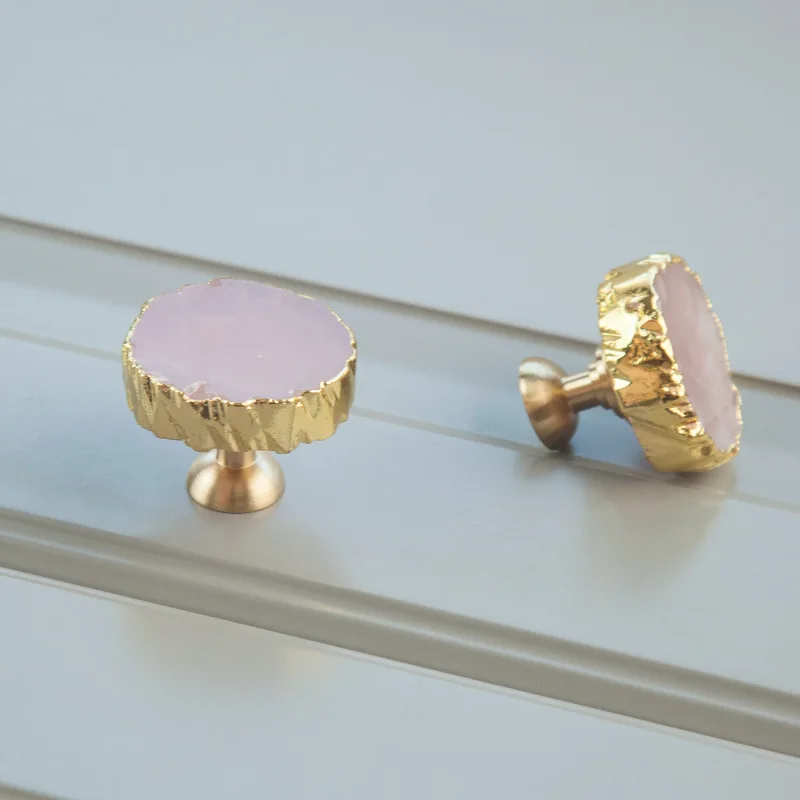 Bouton en Laiton Cristallin Rose
