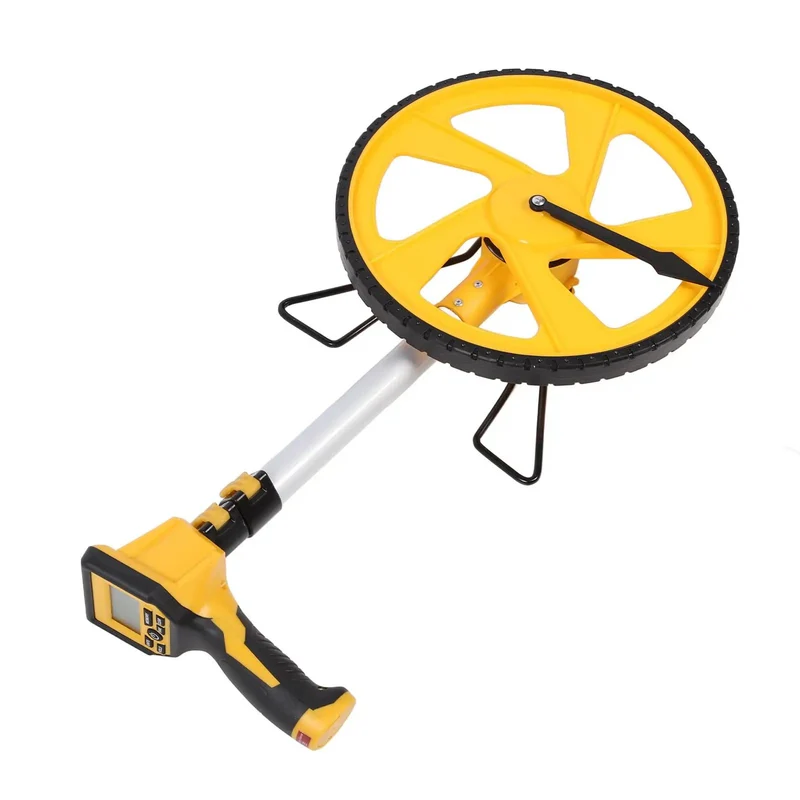 Telescopic Distance Measuring Wheel With Slick Backlit Digital Display And Metric Imperial Conversion Hold Memory Lock For No Sweat Surveying And Property Line Measurements Built Tough