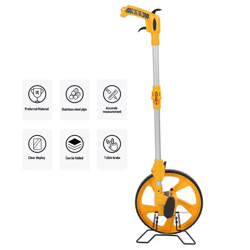 Heavy Duty Foldable Measuring Wheel With Smooth Rolling Counter Legit Distance Tracker Built Tough For Landscaping And Yard Tasks Tight Accuracy Up To 9999 Point 9 Meters No Hassle Precision