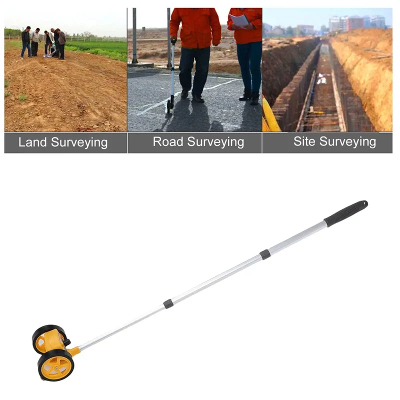 No Fuss Rolling Measuring Wheel With Four Inch Steel Wheel And Telescopic Handle For Quick Distance Checks And Lay Of The Land On Outdoor Construction And Landscape Jobs