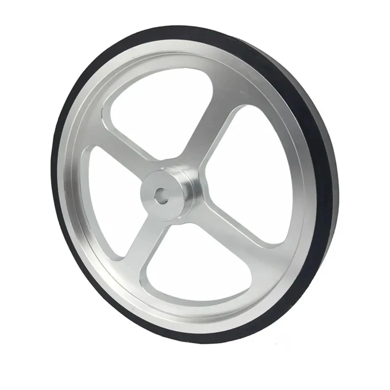 Precision Built Aluminum Encoder Meter Wheel Featuring A Heavy Duty Rubber Synchronous Tread For Dead Accurate Length Measuring And Reliable Linear Positioning At 500 Millimeter Perimeter Industrial Handwheel