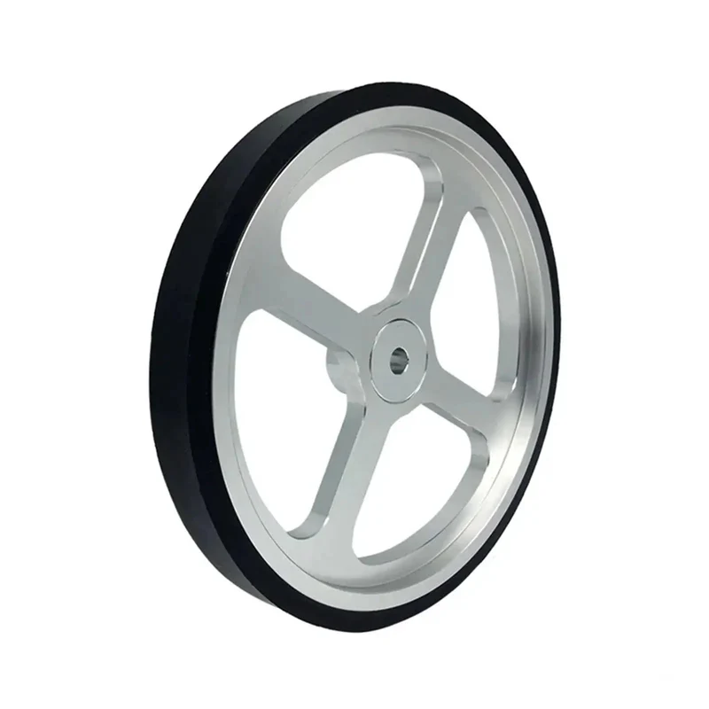 Precision Built Aluminum Encoder Meter Wheel Featuring A Heavy Duty Rubber Synchronous Tread For Dead Accurate Length Measuring And Reliable Linear Positioning At 500 Millimeter Perimeter Industrial Handwheel