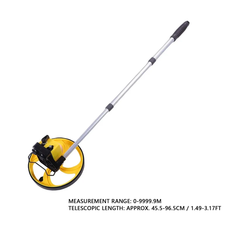 No Sweat 8 Inch Distance Measuring Wheel With Telescopic Handle For Outdoor Surveys And Property Lines Features Adjustable Three Section Rod That Rolls Smooth To Nail Exact Layouts Without The Usual Tape Measure Headaches