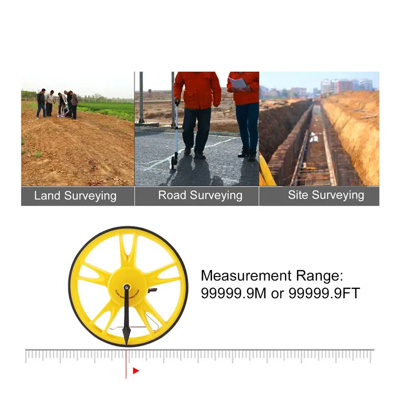 Pro Grade Built Like A Brick Heavy Duty Folding Digital Rangefinder Wheel For Construction And Site Surveys With Smooth Roller Action And Handy Five Meter Tape