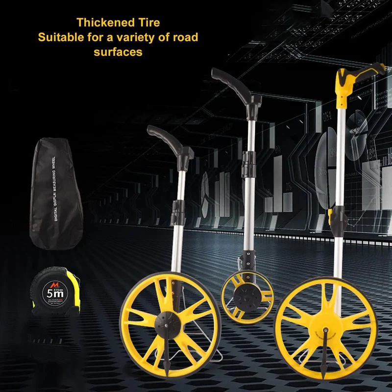 Pro Grade Built Like A Brick Heavy Duty Folding Digital Rangefinder Wheel For Construction And Site Surveys With Smooth Roller Action And Handy Five Meter Tape