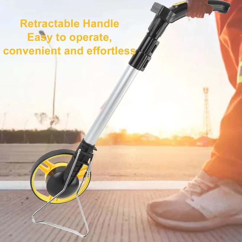 Pro Grade Built Like A Brick Heavy Duty Folding Digital Rangefinder Wheel For Construction And Site Surveys With Smooth Roller Action And Handy Five Meter Tape