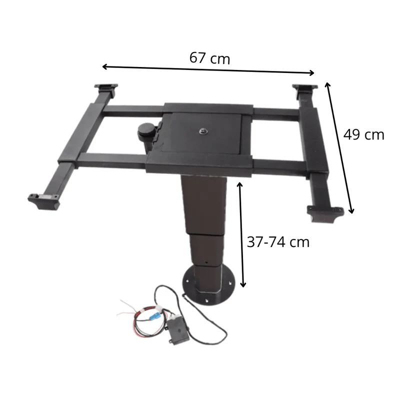 Pied de table télescopique (37-74cm) - Electrique 12V - Pour camping-car et van aménagé