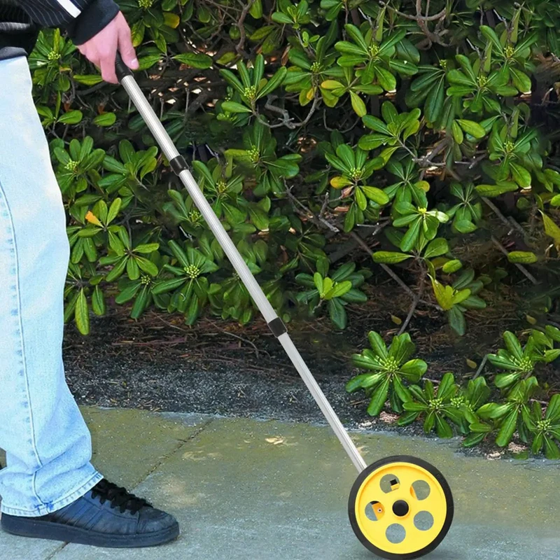 Badass 8 Inch Digital Measuring Wheel With Telescopic Handle Adjustable Reach Smooth Operation One Touch Reset Reinforced Pole Tpr Tire For Garden And Construction