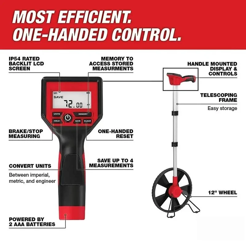 Sweet 12 Inch Digital Measuring Wheel With Memory Bank And One Handled Grip Controls For Quick Outdoor Staking And Boundary Layouts A Dang Tight Electronic Distance Roller For Any Job Site