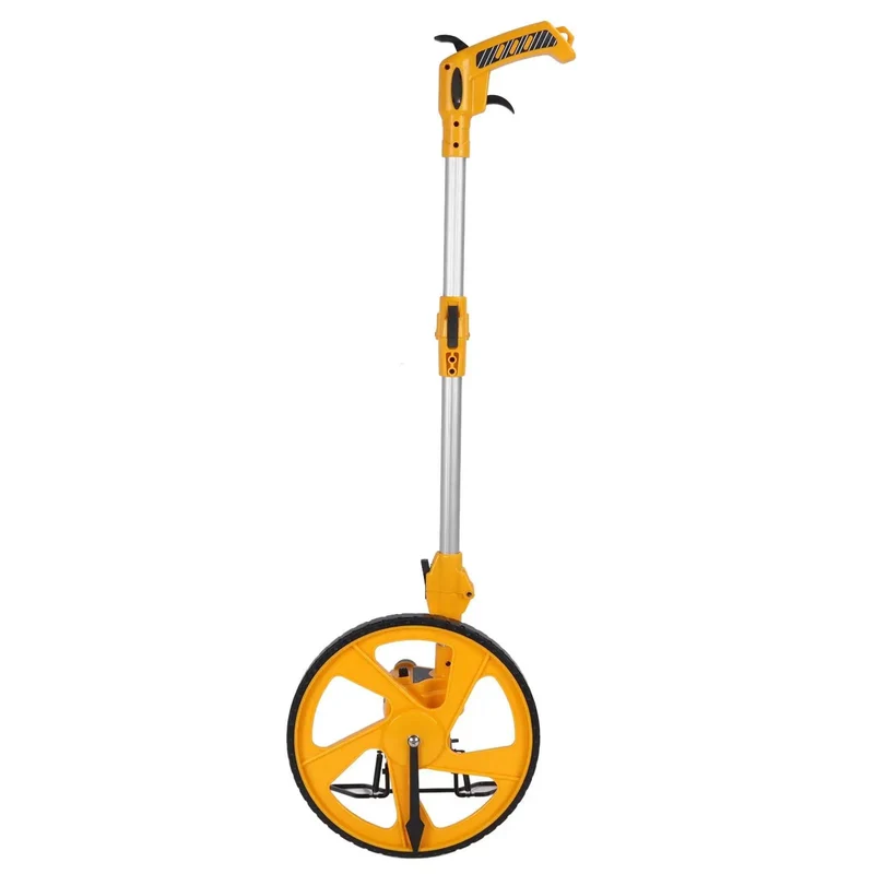 Dead Accurate Portable Measuring Wheel Knockout Tool For Landscaping And Construction Featuring Slick Double Folding Design That Tracks Straight Paths And Smooth Curves Flawlessly Across Job Sites Up To Nine Thousand Nine Hundred Ninety Nine Point Nine