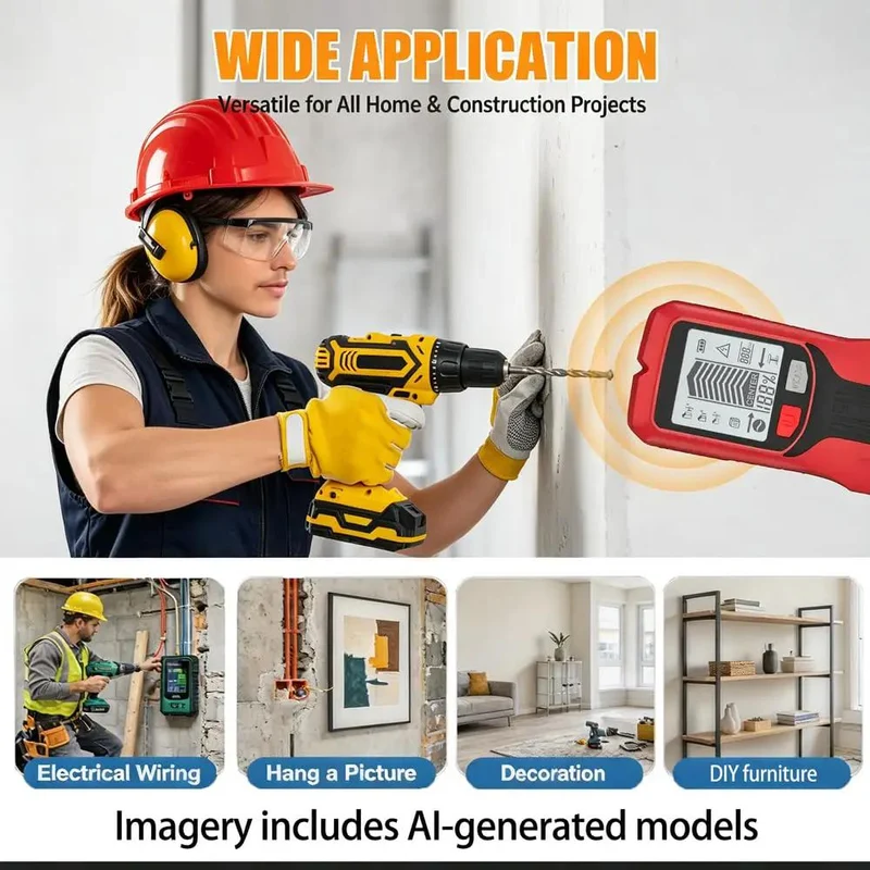 Super Slick Electronic Stud Finder Wall Scanner 5 In 1 Model With Clear Lcd Display Center And Edge Detection Locates Wood Metal Ac Cables And Pipes Fast No Sweat Home Upgrade Sweet Tool