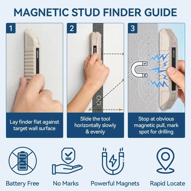 2 Pack Magnetic Stud Finder No Battery Headaches Rock Strong Magnet Pinpoints Screws And Nails In Drywall Walls Ideal For TV Mounts And Shelves Dead Simple Setup Quicker Than Blinking Pro Style Detection