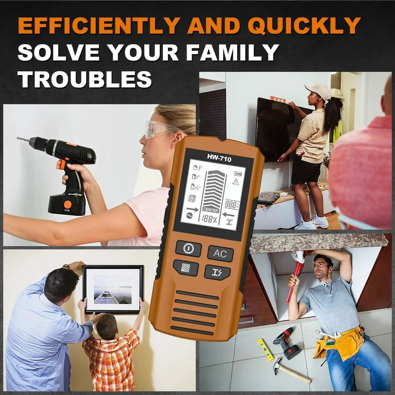 Yellow Heavy Duty Multifunction Wall Scanner And Stud Finder With Live Wire Alert For Home Repairs, Precisely Pinpoint Wood And Metal Studs Without The Hassle Easy To Use Tool That Gets Job Done Right.