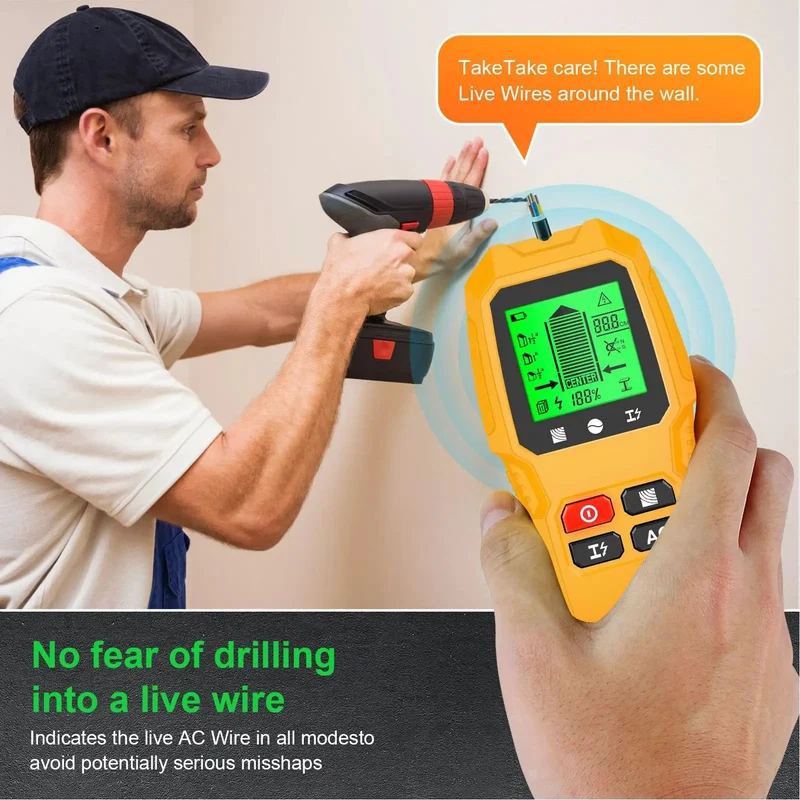 5 In 1 Stud Finder Wall Scanner Nail On Accuracy Professional Grade Easy Grip Design Wood And Metal Beam Detector Live Ac Wire Locator Drywall Scanning Tool No Sweat Tv Setup Companion