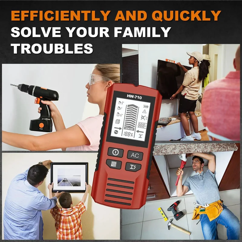 Pro Grade Wall Scanner With Live Voltage Beep And Multi Step Depth Scan For Tracking Down Floor Joists Hidden Pipes And Hot Wires Behind Drywall To Nail The Perfect Drill Spot