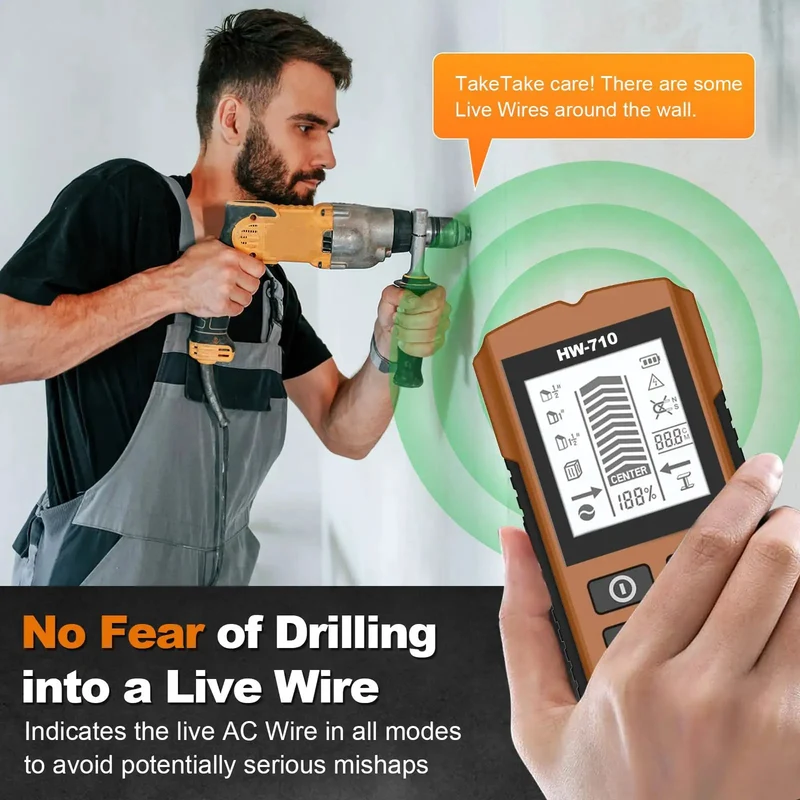 Pro Grade Wall Scanner With Live Voltage Beep And Multi Step Depth Scan For Tracking Down Floor Joists Hidden Pipes And Hot Wires Behind Drywall To Nail The Perfect Drill Spot