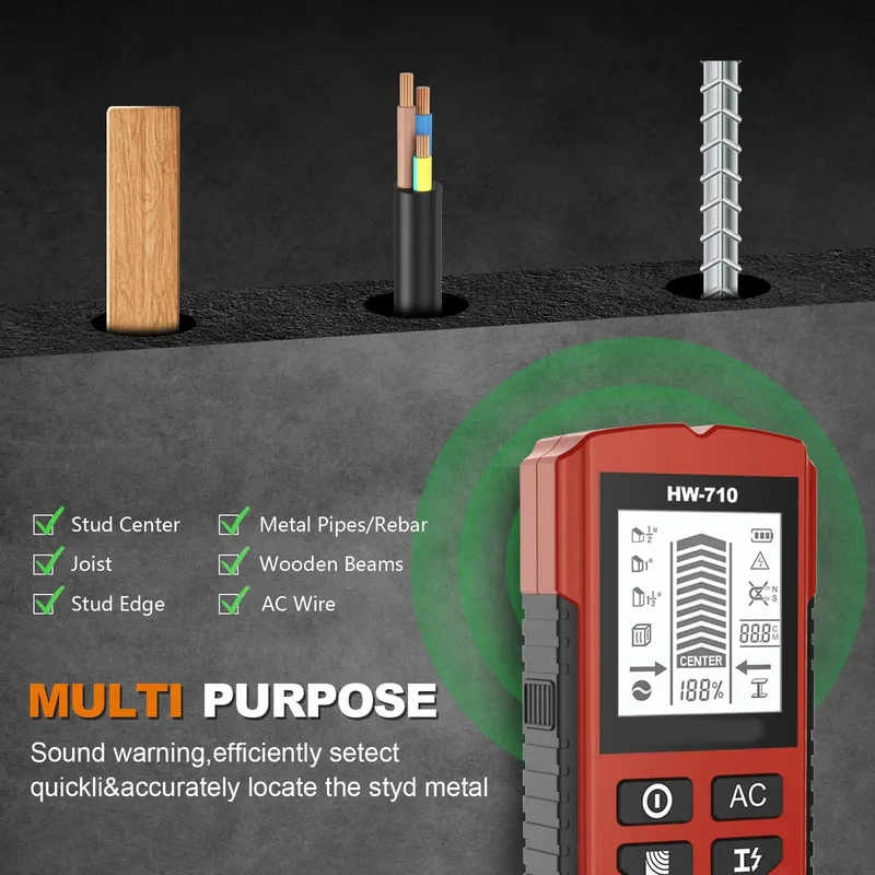 Pro Grade Wall Scanner With Live Voltage Beep And Multi Step Depth Scan For Tracking Down Floor Joists Hidden Pipes And Hot Wires Behind Drywall To Nail The Perfect Drill Spot