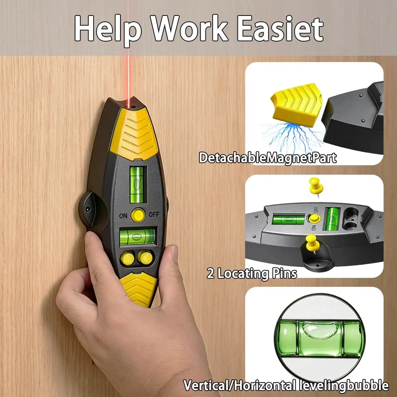Heavy Duty 3 In 1 Magnetic Stud Finder With Integrated Laser Wall Scanner And Portable Leveler Featuring Dead Sure Grip Pins For Zero Mess Diy Renovations