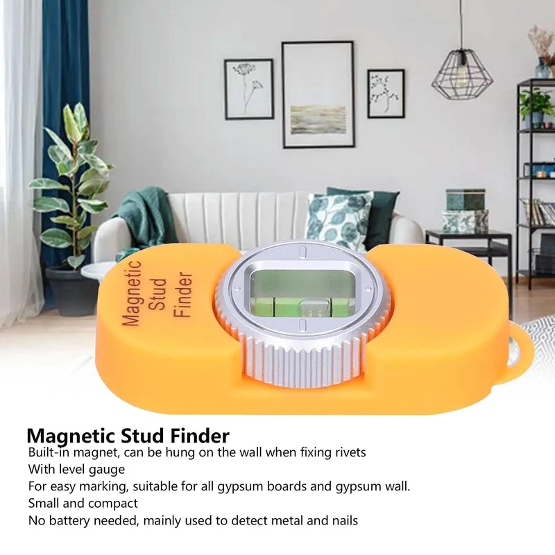 Sharp And Slick Magnetic Stud Finder With Reliable Bubble Level And Compact Profile For Fast Wall Detection And Go To Job Site Hustle Gear Bright Orange