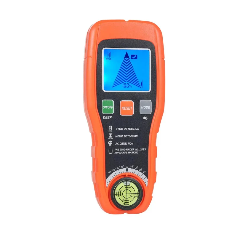 Premium 5 In 1 Electronic Stud Finder Wall Scanner With Bright Lcd Display To Spot Wood Metal Live AC Wires Pipes And Joists Dead On Target For Diy Contractors And Homeowners Making A No Sweat Shelf Install