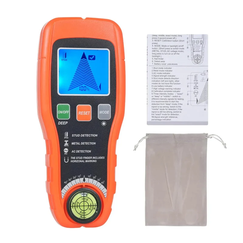 Premium 5 In 1 Electronic Stud Finder Wall Scanner With Bright Lcd Display To Spot Wood Metal Live AC Wires Pipes And Joists Dead On Target For Diy Contractors And Homeowners Making A No Sweat Shelf Install