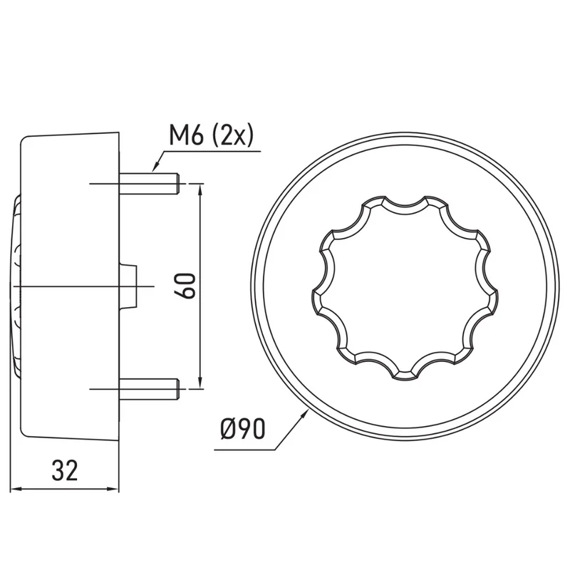 Feux arrière ronds SIM 3188 avec lentille foncée / 90 mm