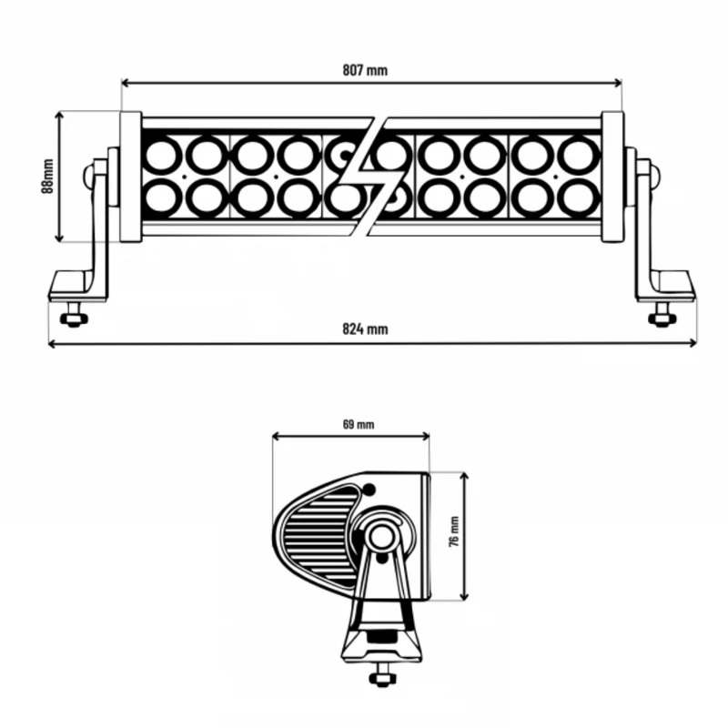 Barre lumineuse à DEL de 32 pouces avec double bande DRL ambre et blanche