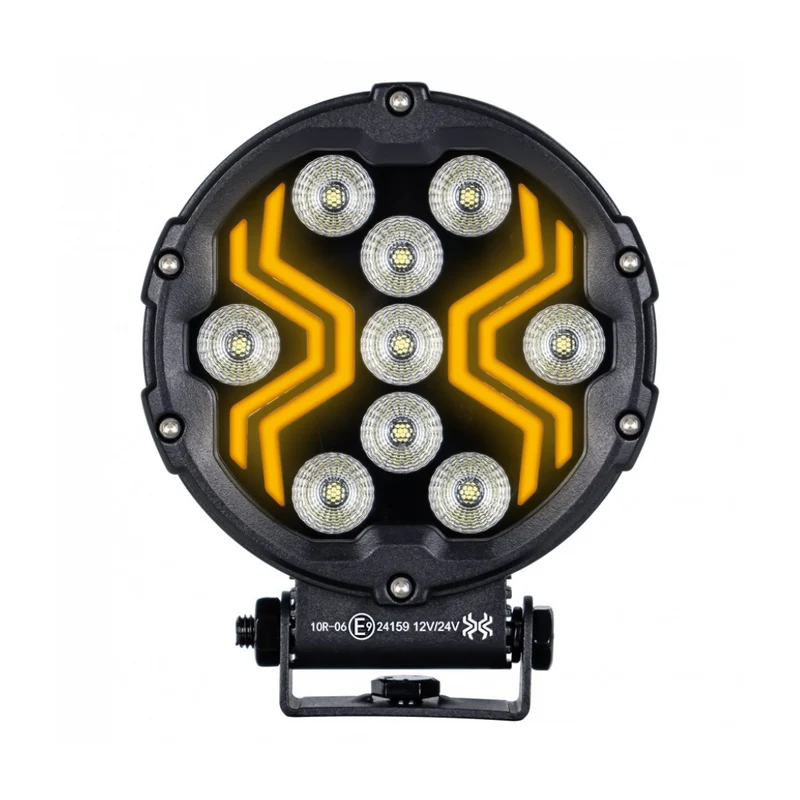 Lampe de travail ronde à LED Spider avec feu de position ambré