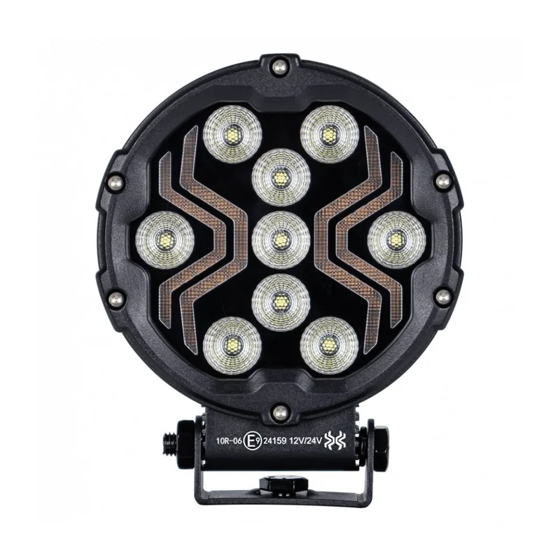 Lampe de travail ronde à LED Spider avec feu de position ambré