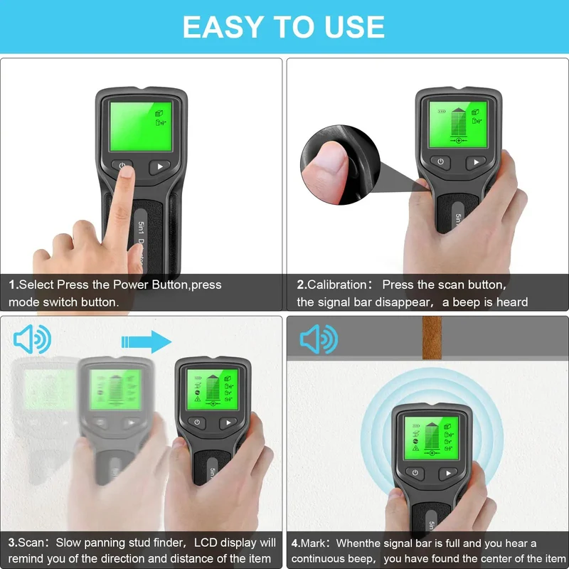 Digital Wall Scanner Stud Finder Detects Live Wires Ac Lines Metal Pipes Joists Studs Drywall Smart Pin Scan Boosts Tv Mounting Cabinet Installs Diy Fixes For Pros Hunting Sick Results And Zero Grind Badass Gear For Man Cave Missions On Point Black