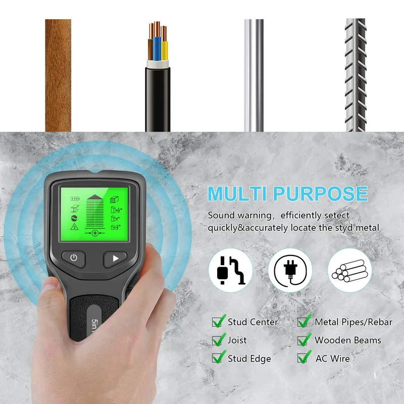 Digital Wall Scanner Stud Finder Detects Live Wires Ac Lines Metal Pipes Joists Studs Drywall Smart Pin Scan Boosts Tv Mounting Cabinet Installs Diy Fixes For Pros Hunting Sick Results And Zero Grind Badass Gear For Man Cave Missions On Point Black