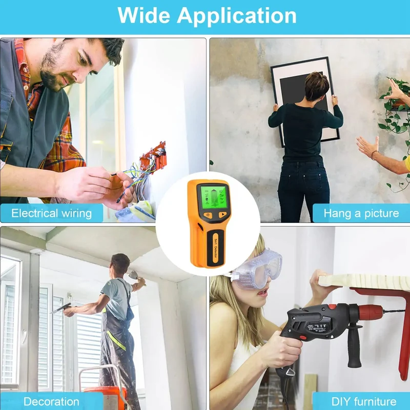 5 In 1 Stud Finder Wall Scanner Uses Advanced Sensor Tech To Quickly Pinpoint Wood Beams Metal Nails And Live Wires So You Can Mount TVs And Cabinets Without Breaking A Sweat On Your Next Home Project With An Easy Read LCD Display And High Visibility