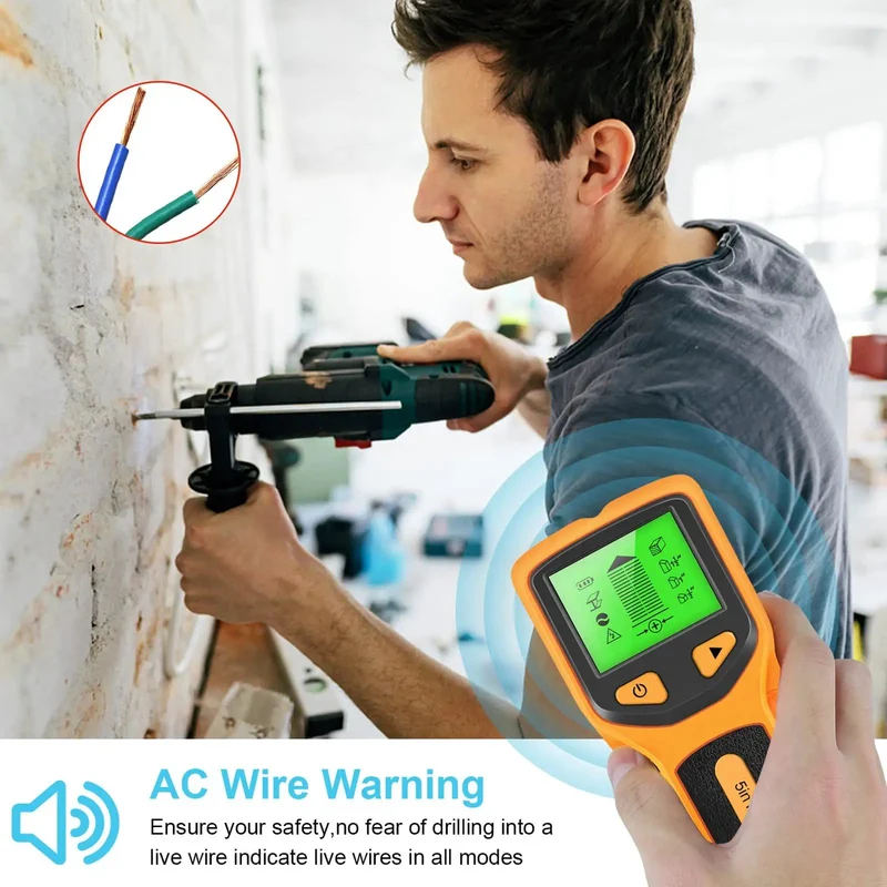 5 In 1 Stud Finder Wall Scanner Uses Advanced Sensor Tech To Quickly Pinpoint Wood Beams Metal Nails And Live Wires So You Can Mount TVs And Cabinets Without Breaking A Sweat On Your Next Home Project With An Easy Read LCD Display And High Visibility