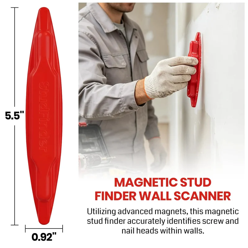 4 Pack Magnetic Stud Finder Wall Scanner Battery Free Drywall Detector Hits The Spot Every Time Locating Screws And Nails With Ease Keeps You From Drilling Blind Spots Red