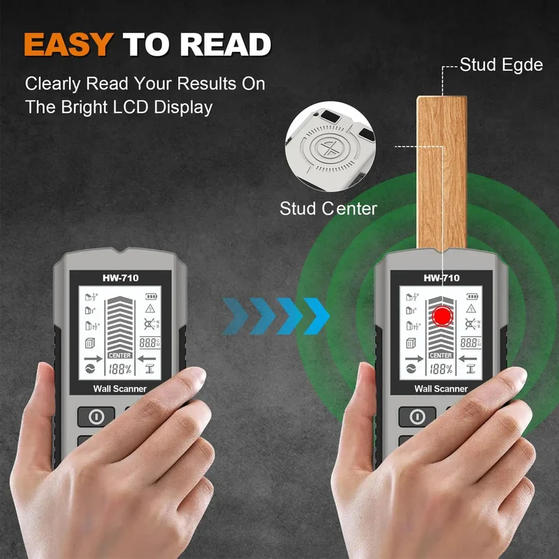 Handheld Wall Stud Finder With Bright LCD Screen Nails Down Wood Metal Studs And AC Wires Buried In Drywall The Smooth Operator For Quick Home Fixes And Weekend Reno Projects Done Right