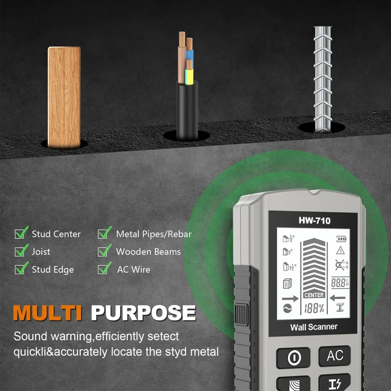Handheld Wall Stud Finder With Bright LCD Screen Nails Down Wood Metal Studs And AC Wires Buried In Drywall The Smooth Operator For Quick Home Fixes And Weekend Reno Projects Done Right