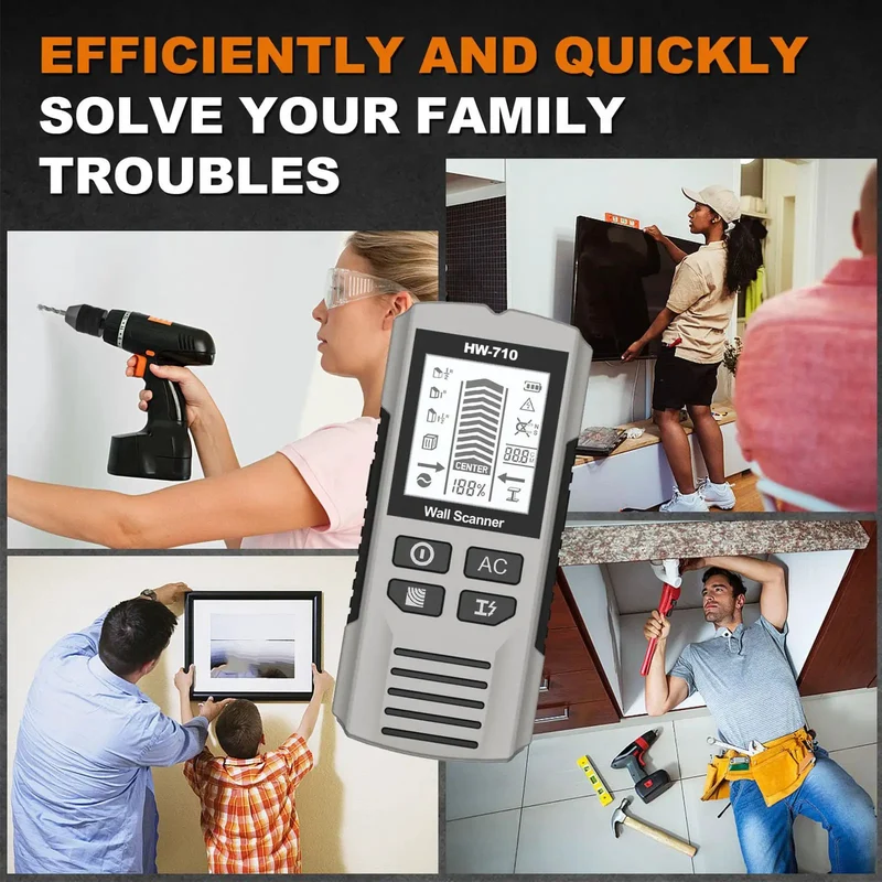 Handheld Wall Stud Finder With Bright LCD Screen Nails Down Wood Metal Studs And AC Wires Buried In Drywall The Smooth Operator For Quick Home Fixes And Weekend Reno Projects Done Right