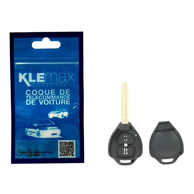 COQUE CLE ADAPTABLE TOYOTA 2 BOUTONS LAME CRANTEE FIXE