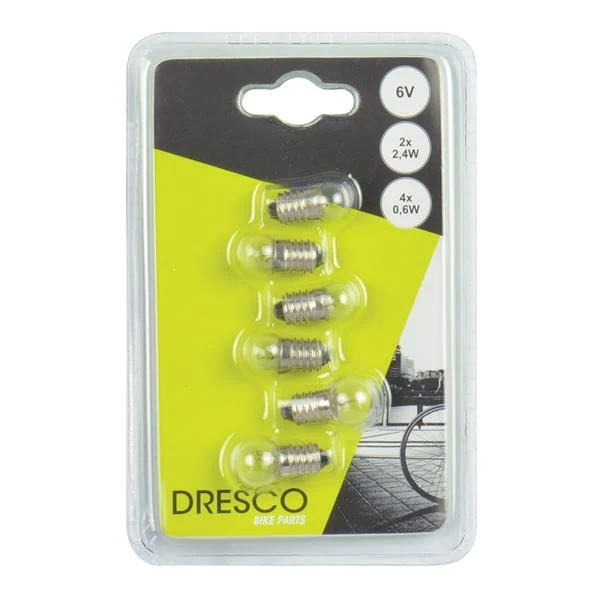 6 AMPOULES HALOGENE 6V 0,6WX4 2,4WX2 VELO DRESCO