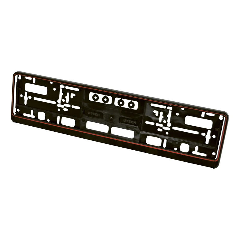 SUPPORT PLAQUE D'IMMATRICULATION UNIVERSEL 52X11CM NOIR ROUGE