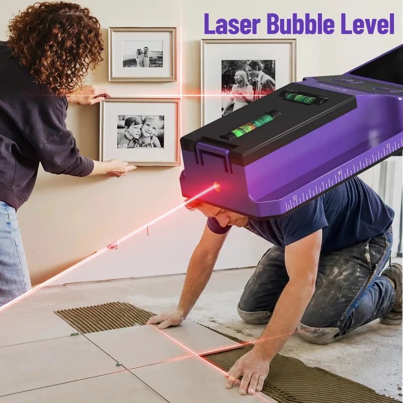 Pro Grade Heavy Duty 7-In-1 Stud Finder Wall Scanner With Auto Calibration Laser Level Cross Line Projector For Finding Wood Studs Metal Pipes Live Electrical Wires And Rebar In Drywall Ceilings