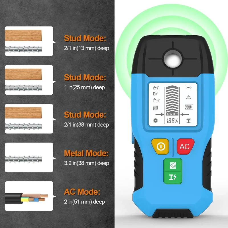 Nail Every Project Quick With This Rock Solid 6-In-1 Stud Finder And Wall Scanner Featuring Auto Shutoff Lcd Display Triple Depth Wood And Ferrous Metal Detection For Drywall And Plaster