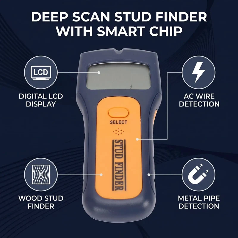 Zero Guesswork Pro Wall Scanner Snags Wood Metal Rebar And Live Ac Wires On First Try With Clear Lcd Screen Plus Multi Scan Mode For Quick Home Fixes Without Any Electrical Surprises