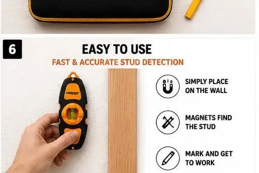 Kickass Magnetic Stud Finder 2-Pack With Integrated Level Measuring Tape Carpenter Pencil And Rugged Case For Drywall Wood N52 Neodymium Magnets Heavy Duty Home Remodeling Kit